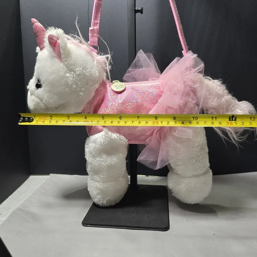 Poochie & Co Girls Sparkly Pink Unicorn Pony Plush Purse Kids Sequin Bodice Tutu
